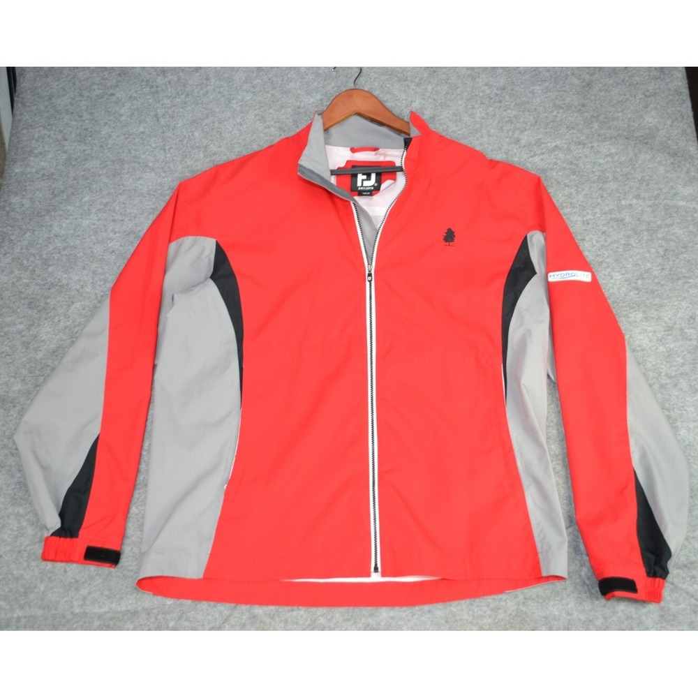FootJoy Hydro Lite‎ Jacket Golf Coats Mens Large Red Gray Full Zip Long Sleeve
